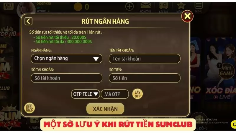 Một số lưu ý khi rút tiền Sumclub